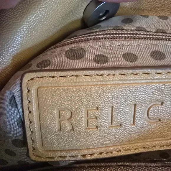 Relic Floral Applique Canvas Satchel Purse Acrylic Handle Handbag Bag - Picture 5 of 9